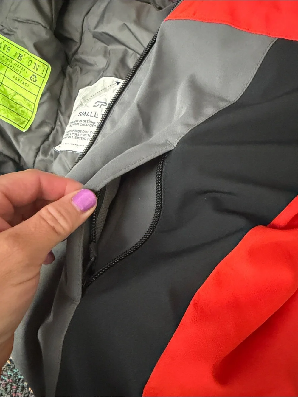 Spyder Colorblock Kids Puffer Jacket in Red, Gray & Black